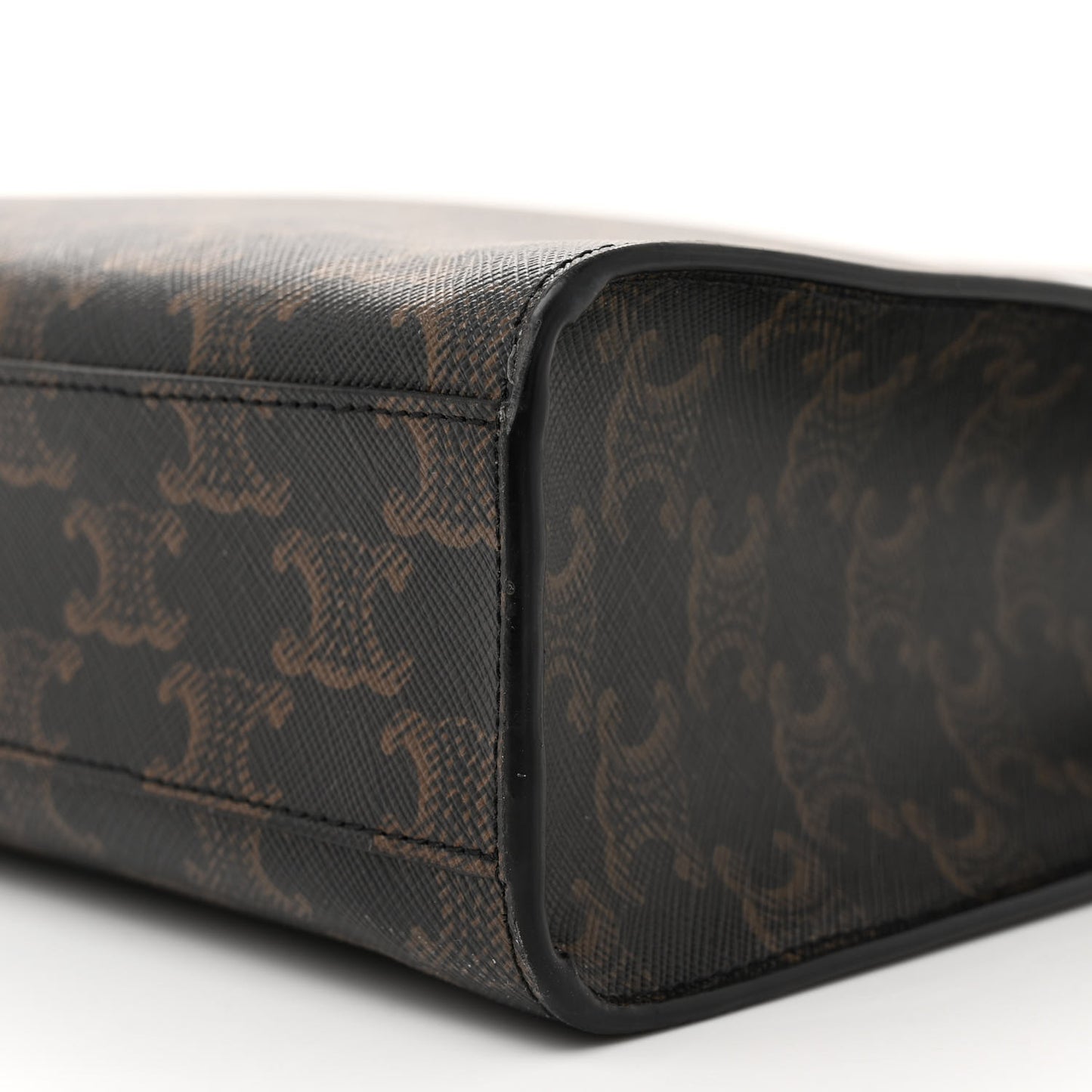 Triomphe Canvas Calfskin Small Vertical Cabas Tan