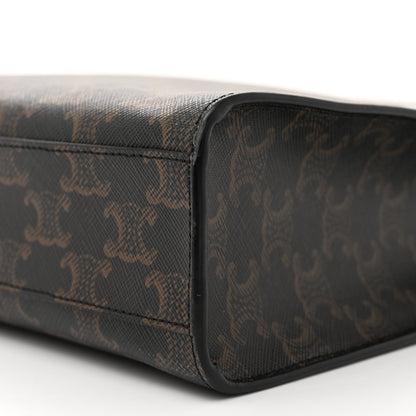 Celine Triomphe Canvas Calfskin Small Vertical Cabas Tan 9 of 10
