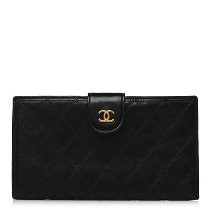 Chanel Lambskin Diamond Stitched French Wallet Black 1 of 8