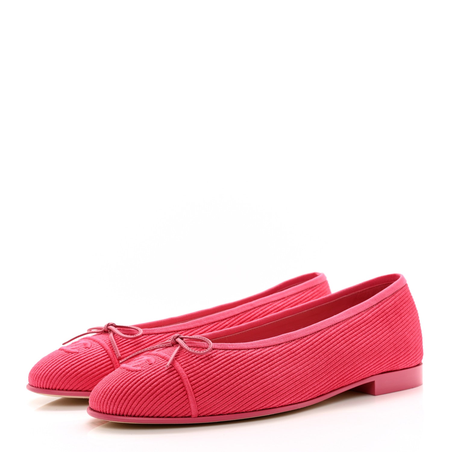 Chanel Embroidered Fabric Cap Toe CC Ballerina Flats 41 Dark Pink 3 of 9