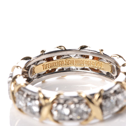 Tiffany Platinum 18K Yellow Gold Diamond Schlumberger Sixteen Stone Ring 54 7 4 of 5