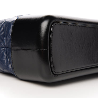 Chanel Aged Calfskin Quilted Large Gabrielle Shopping Tote Navy Black 7 of 9
