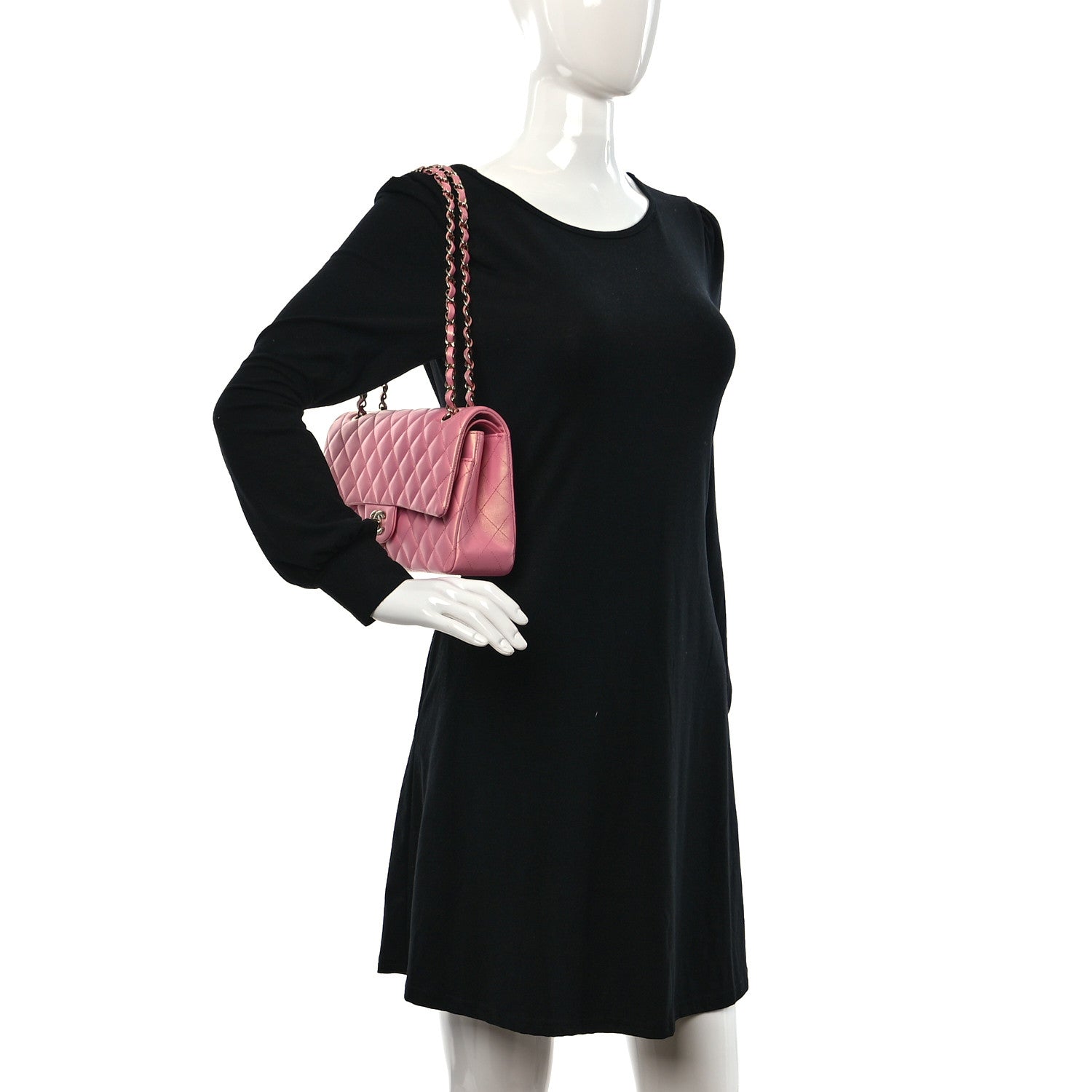 Chanel Iridescent Caviar Quilted Medium Double Flap Dark Pink 3 of 9