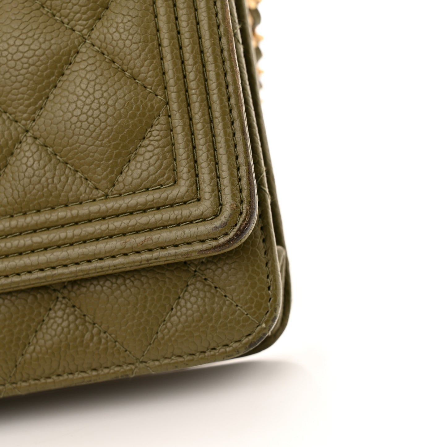Caviar Quilted Boy Wallet On Chain WOC Khaki