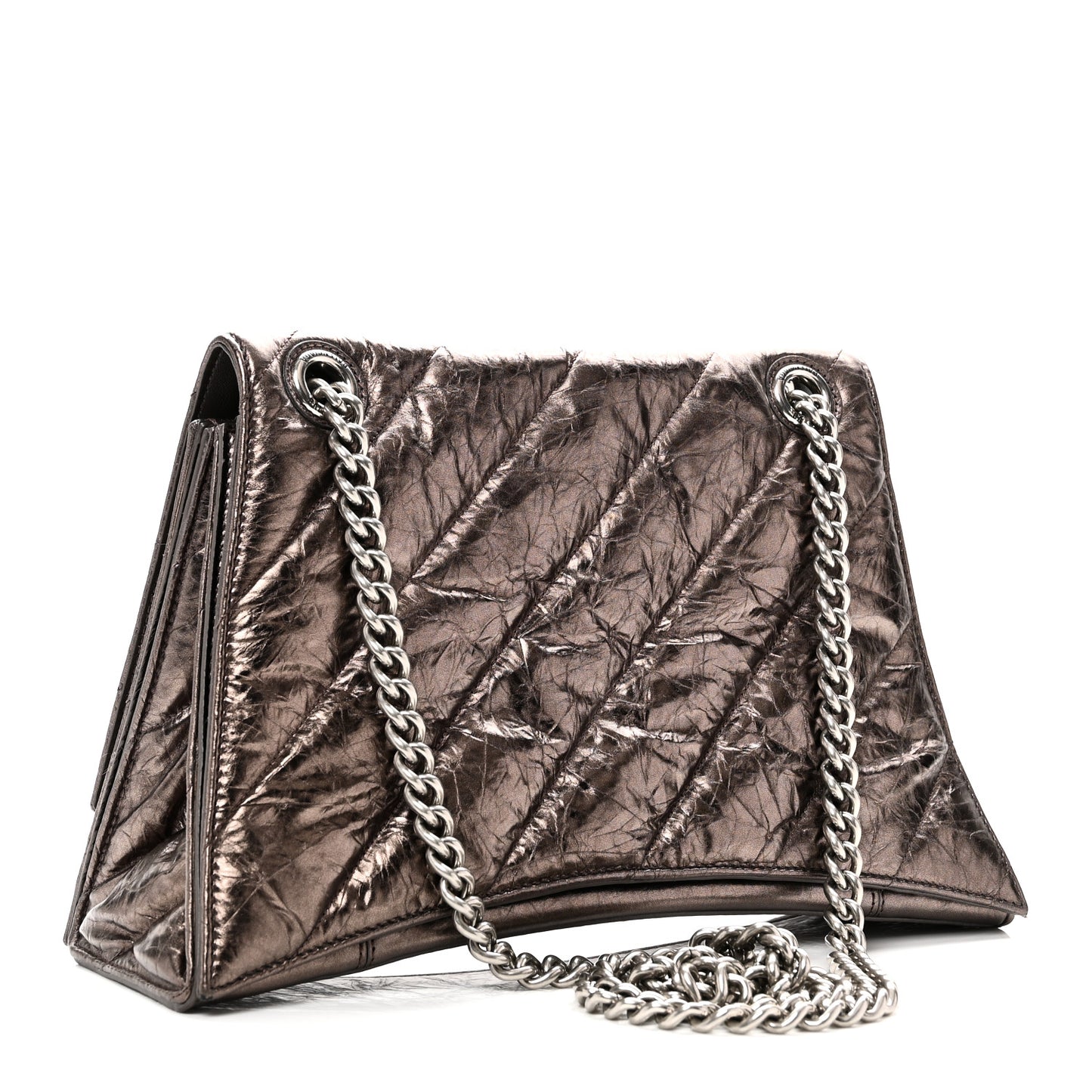 Metallic Crushed Calfskin Quilted Medium Crush Chain Bag Dark Bronze
