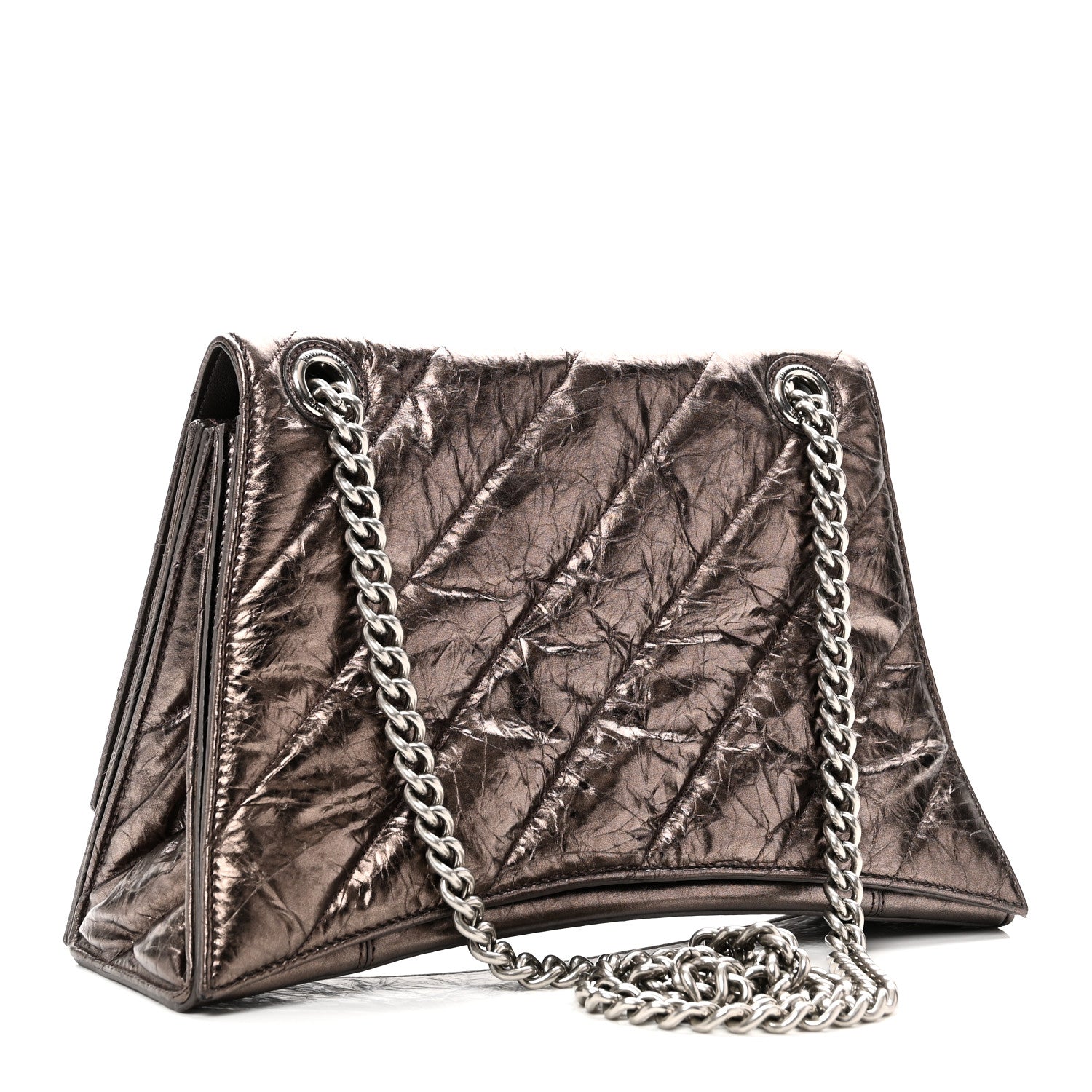 Balenciaga Metallic Crushed Calfskin Quilted Medium Crush Chain Bag Dark Bronze 3 of 9