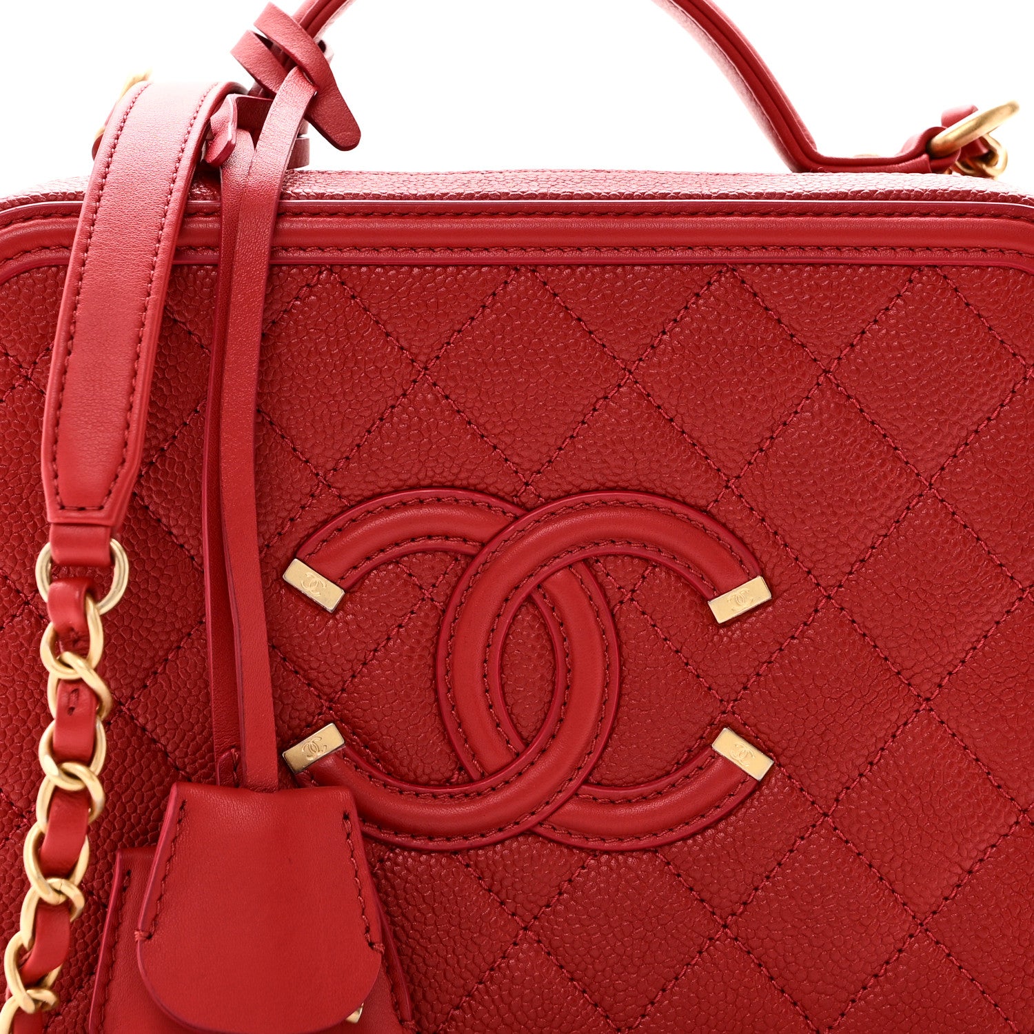 Chanel Caviar Quilted Medium CC Filigree Vanity Case Red 8 of 10