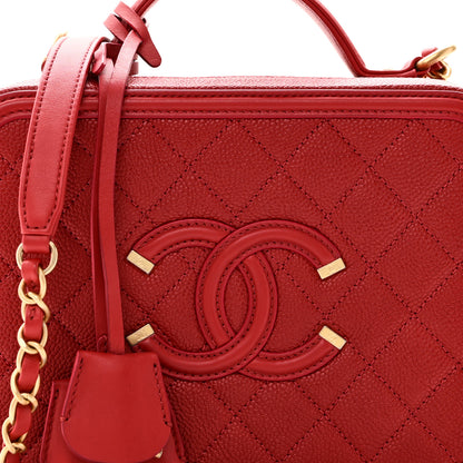 Chanel Caviar Quilted Medium CC Filigree Vanity Case Red 8 of 10