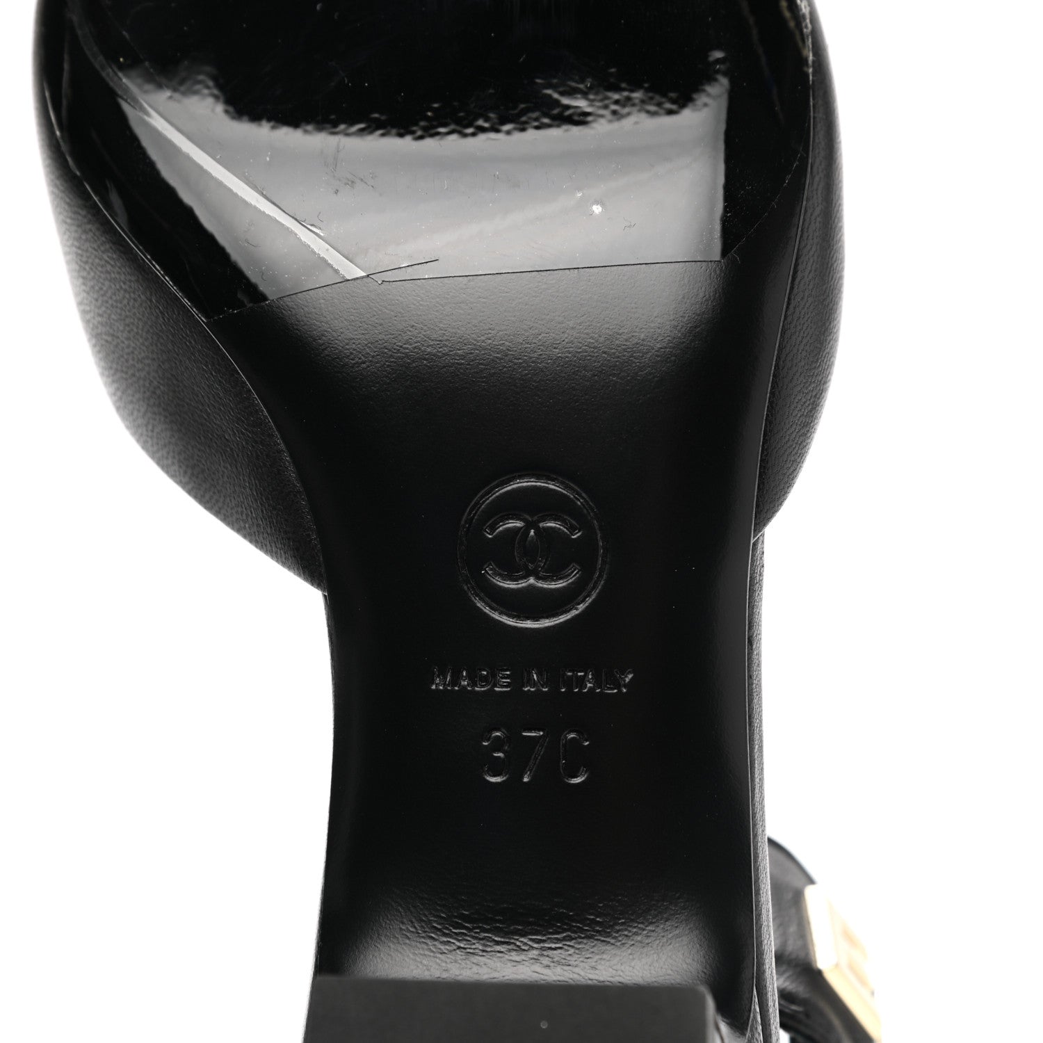 Chanel Lambskin Grosgrain Cap Toe Logo Ankle Strap Pumps 37 Black 7 of 9
