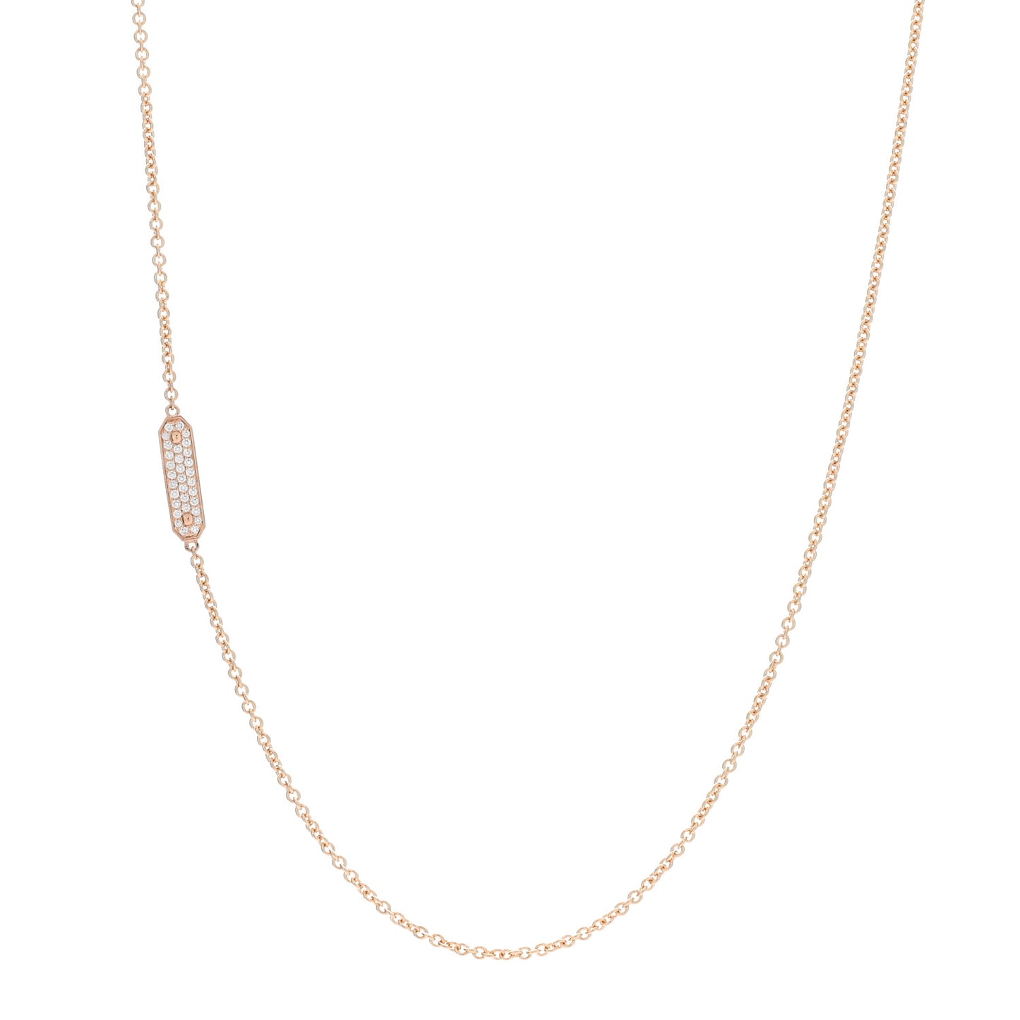18K Rose Gold Diamond Tag Chain Necklace