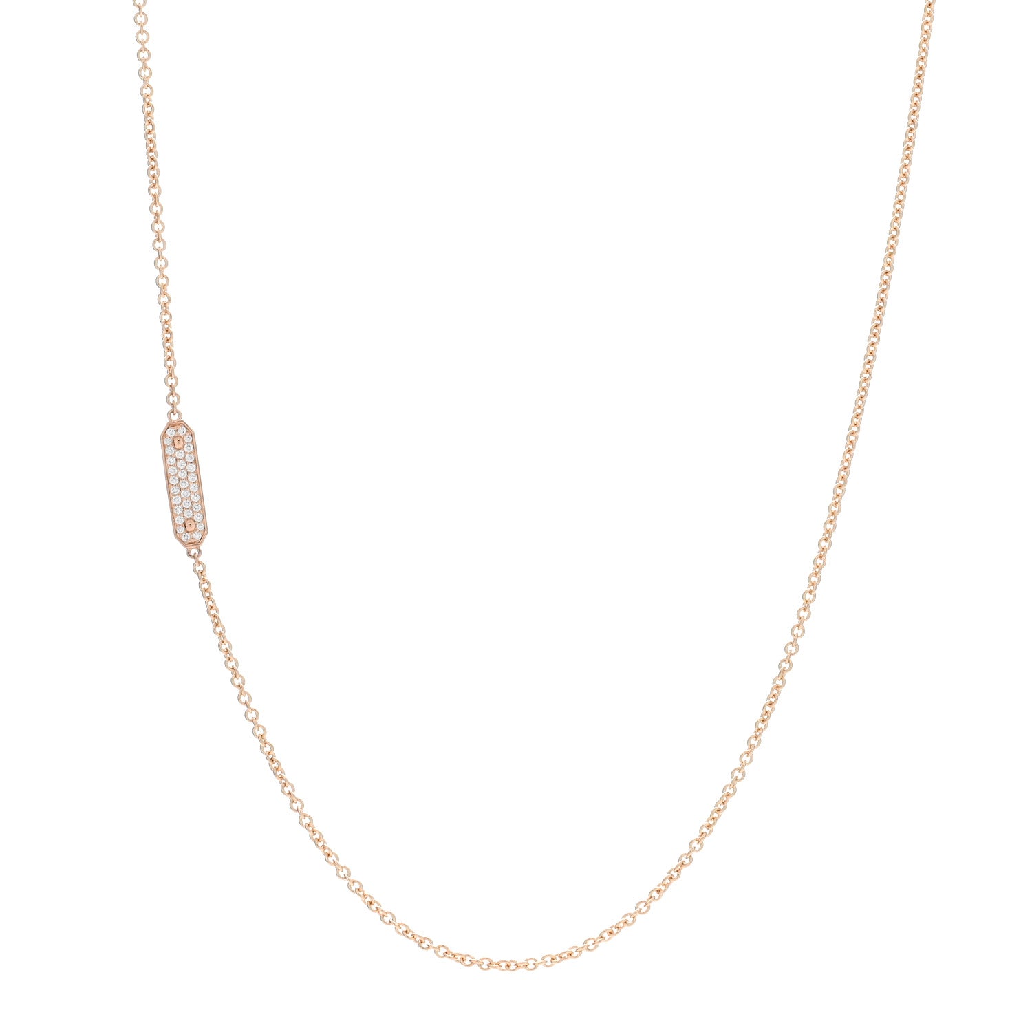 Tiffany 18K Rose Gold Diamond Tag Chain Necklace 1 of 5