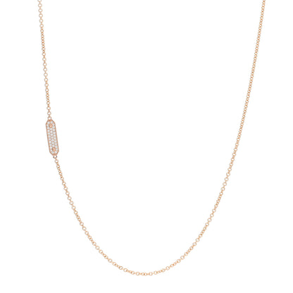 Tiffany 18K Rose Gold Diamond Tag Chain Necklace 1 of 5