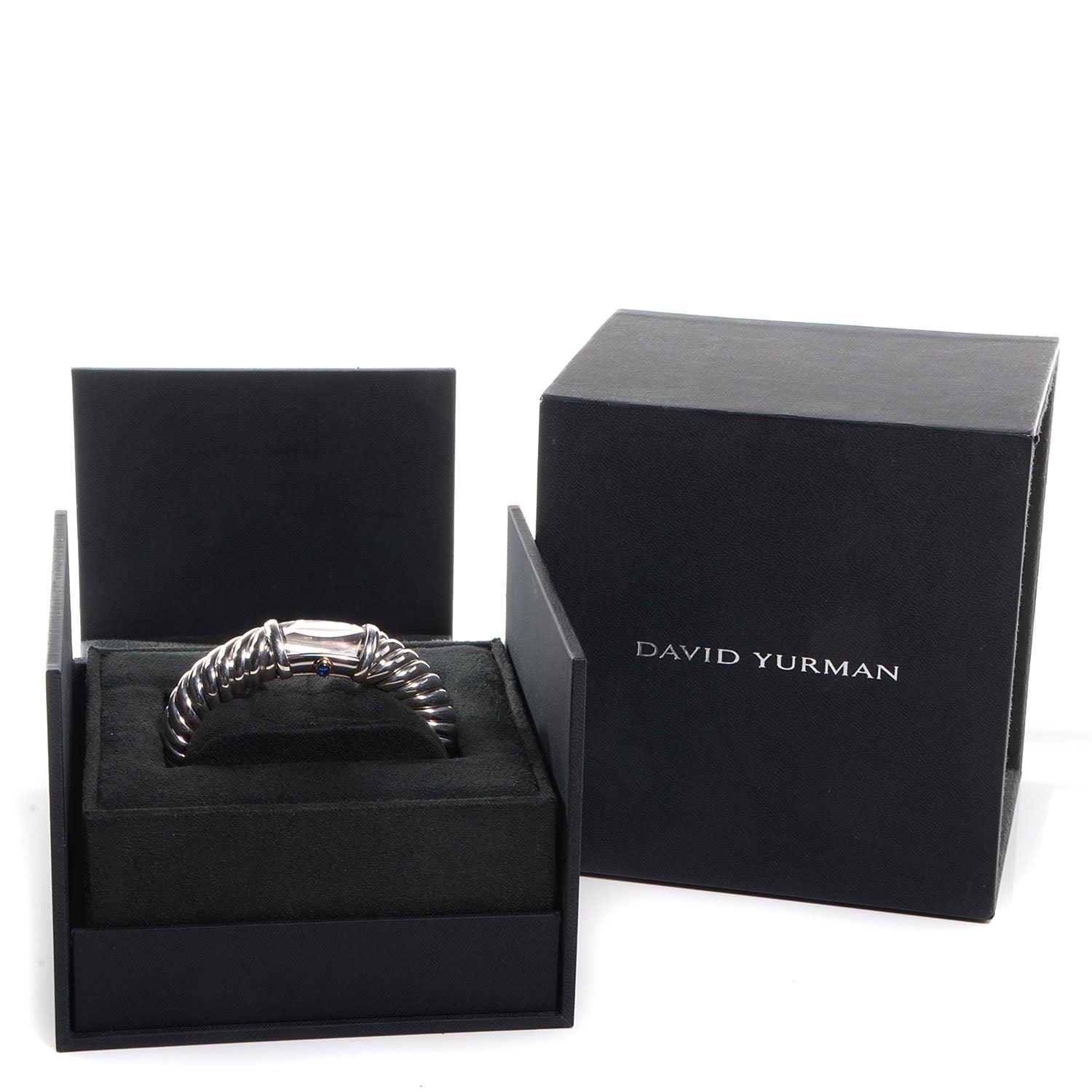 David Yurman Sterling Silver 18K Yellow Gold Diamond Mother of Pearl 19mm Waverly Quartz Watch 4 of 4
