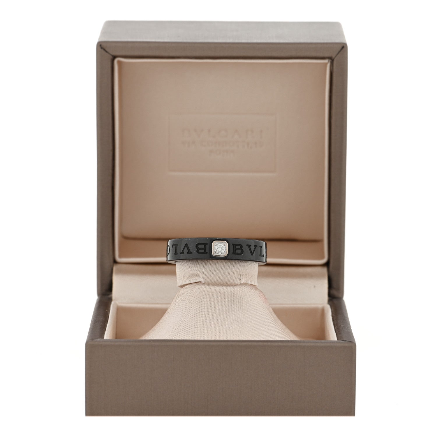 Bulgari 18K White Gold Ceramic Diamond B.Zero1 Essential Band Ring 61 9.75 Black 5 of 5