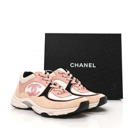 Chanel Nylon Lambskin Suede Calfskin CC Sneakers 40 Pink White Black 7 of 7