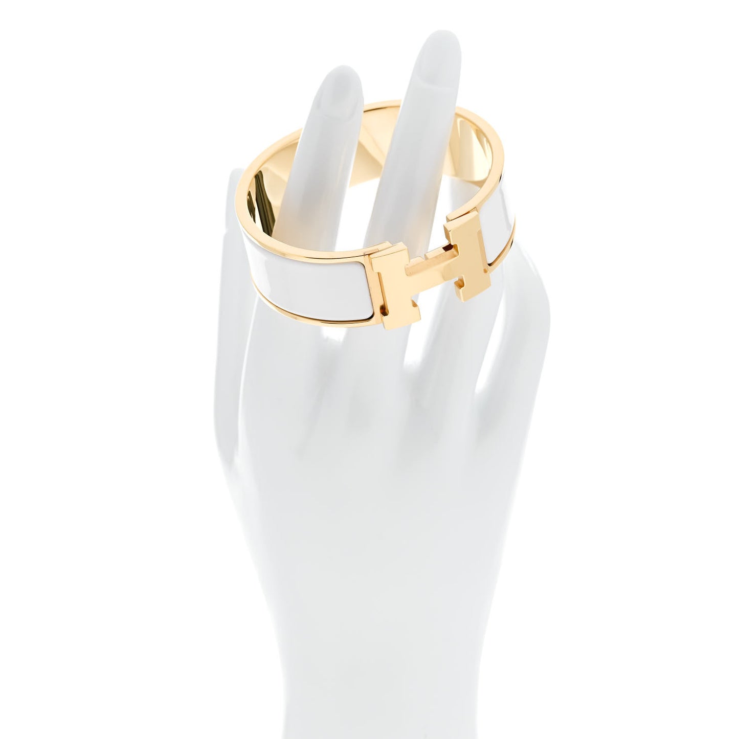 Enamel Wide Clic Clac H Bracelet PM White