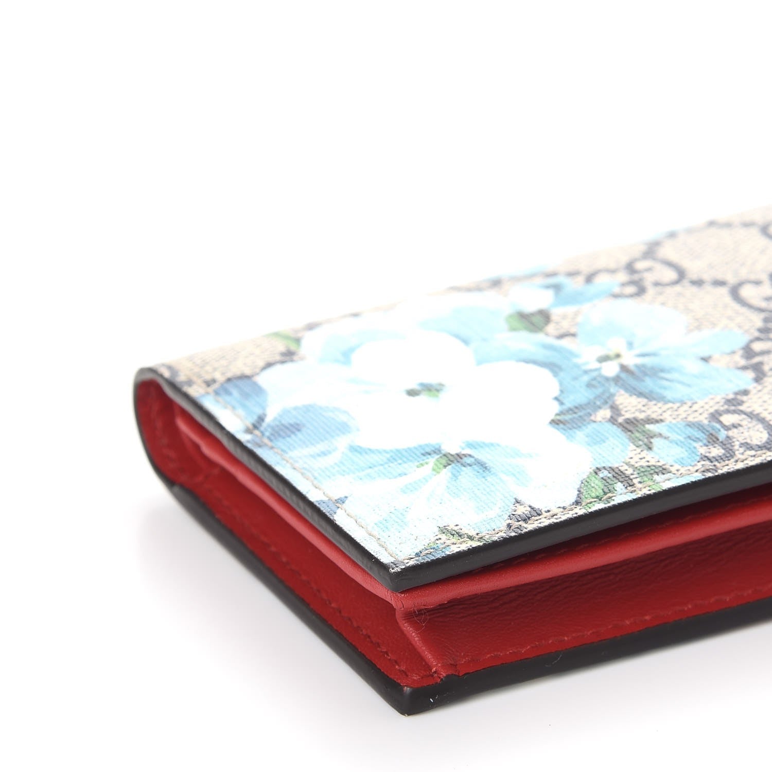 Gucci GG Supreme Monogram Blooms Card Case Beige Blue Navy Hibiscus Red 9 of 11