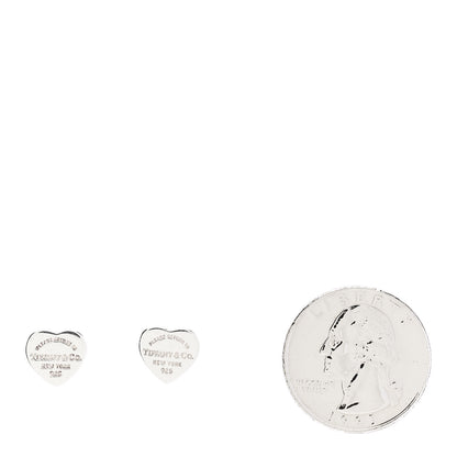 Tiffany Sterling Silver Mini Return To Tiffany Heart Tag Earrings 2 of 4