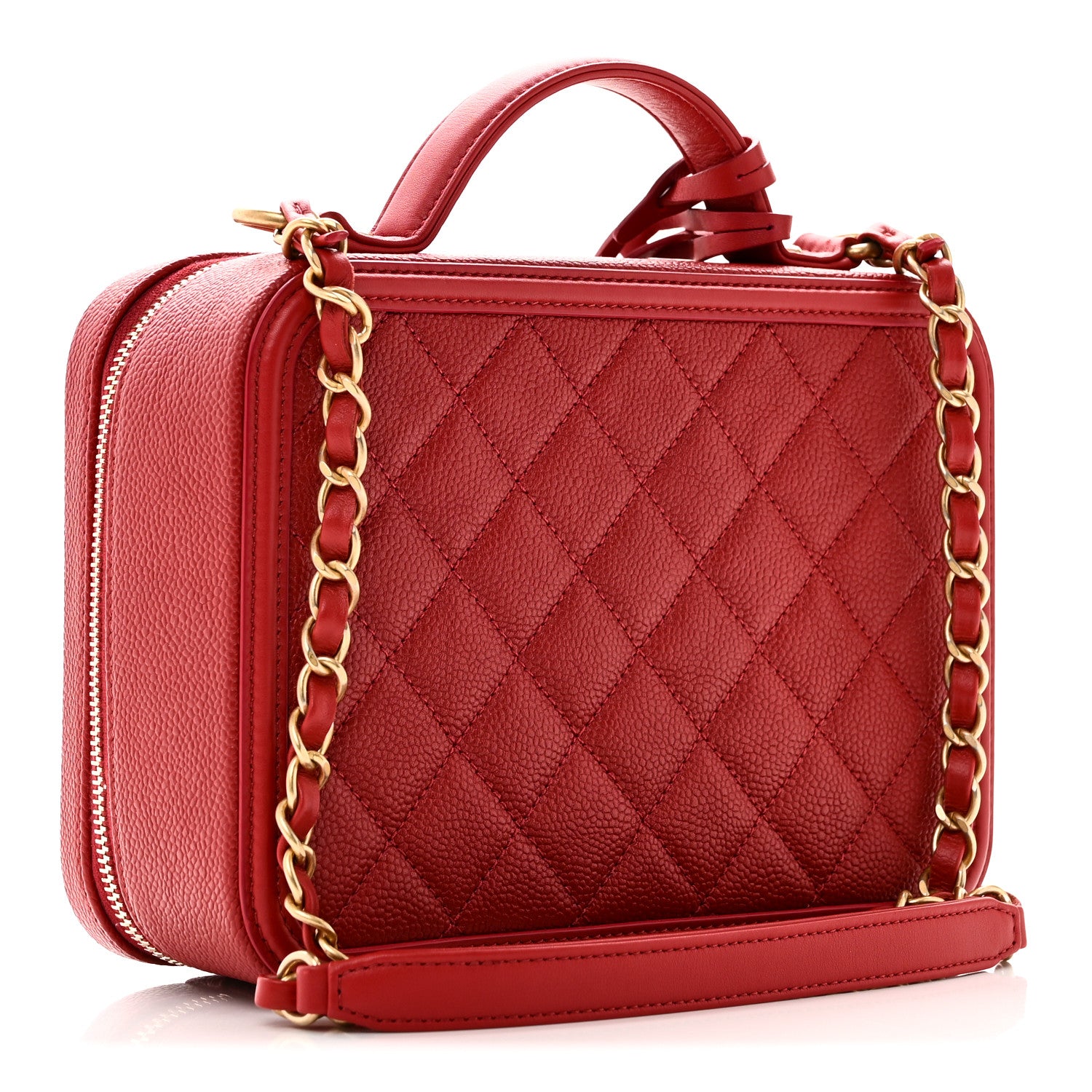 Chanel Caviar Quilted Medium CC Filigree Vanity Case Red 3 of 10