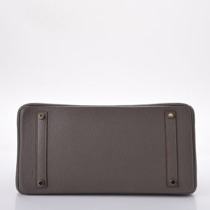 Hermes Taurillon Clemence Birkin 35 Etain 7 of 37