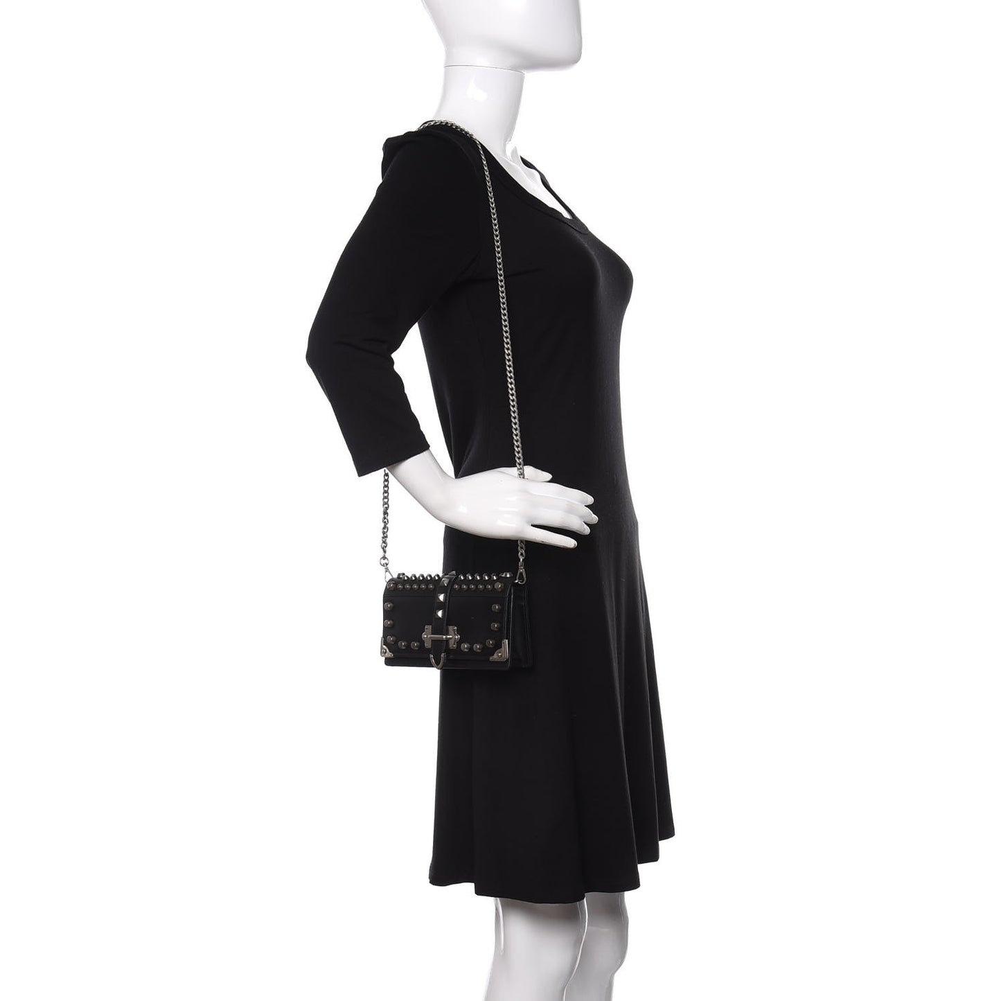 City Calfskin Cahier Studded Mini Bag Black