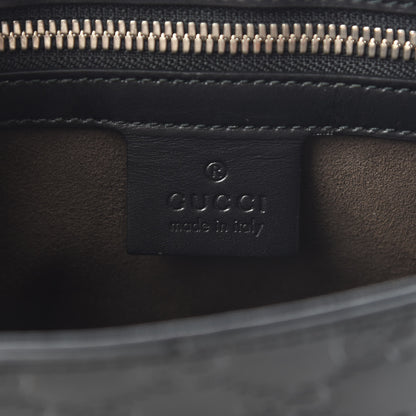 Gucci Guccissima Signature Single Buckle Flap Messenger Bag Black 6 of 9
