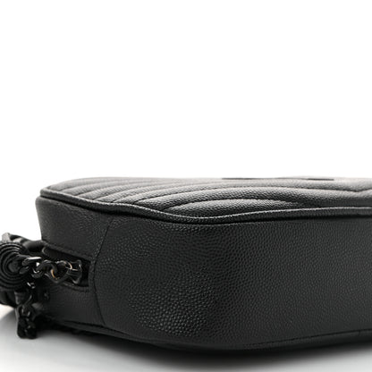 Saint Laurent Grain De Poudre Matelasse Monochrome Monogram Mini Lou Camera Bag Black 9 of 10