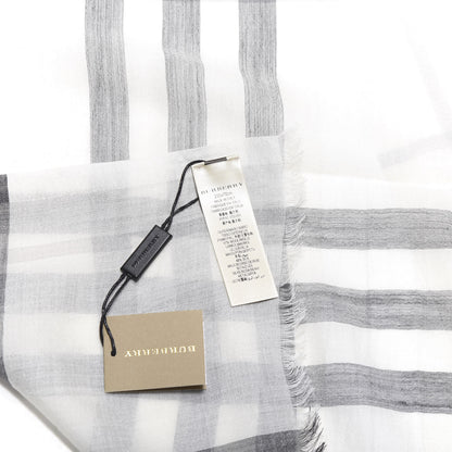 Burberry Wool Silk Gauze Giant Check Lightweight Scarf Natural White 4 of 5