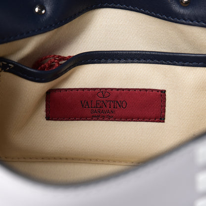 Valentino Garavani Vitello Colorblock Medium Free Rockstud Flip Lock Crossbody Bag Marine White 5 of 8