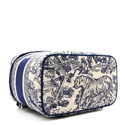 Christian Dior Canvas Embroidered Toile De Jouy Diortravel Vanity Case Blue 4 of 9