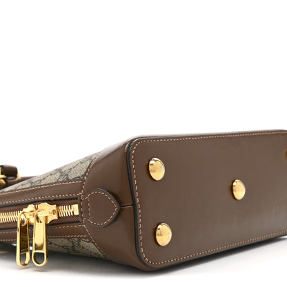 Gucci GG Supreme Monogram Azalea Calfskin Small Horsebit 1955 Top Handle Bag Beige Ebony Brown Sugar 10 of 11