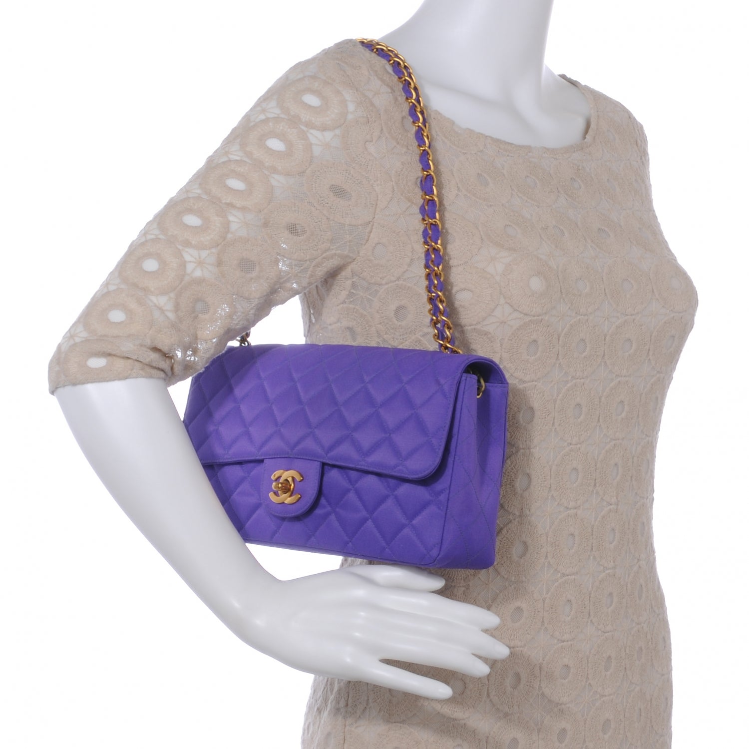Chanel Nylon Quilted Medium Flap Purple 2 of 10