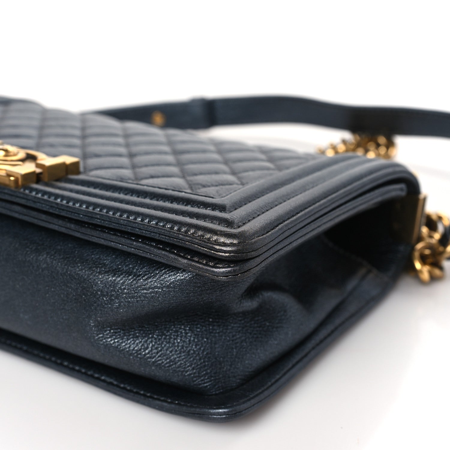 Chanel Metallic Calfskin Quilted Medium Boy Flap Grey 9 of 10