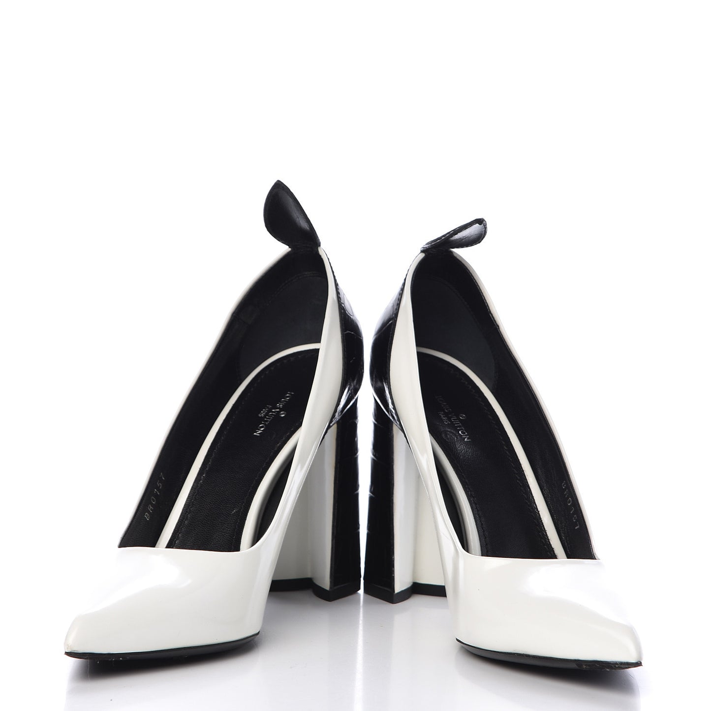 Calfskin Crocodile Embossed Matchmake Pumps 40 Black White