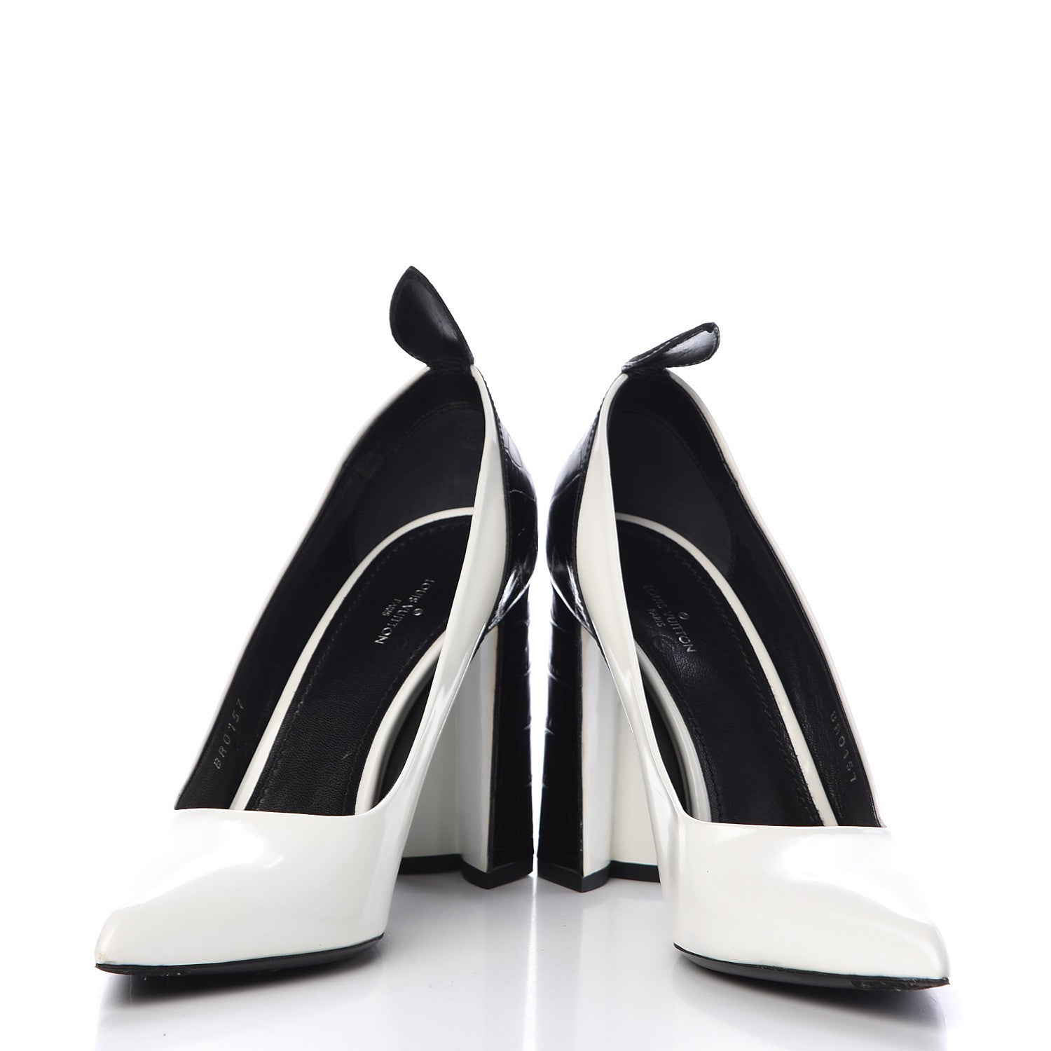 Louis Vuitton Calfskin Crocodile Embossed Matchmake Pumps 40 Black White 6 of 13