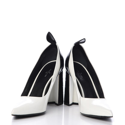 Louis Vuitton Calfskin Crocodile Embossed Matchmake Pumps 40 Black White 6 of 13