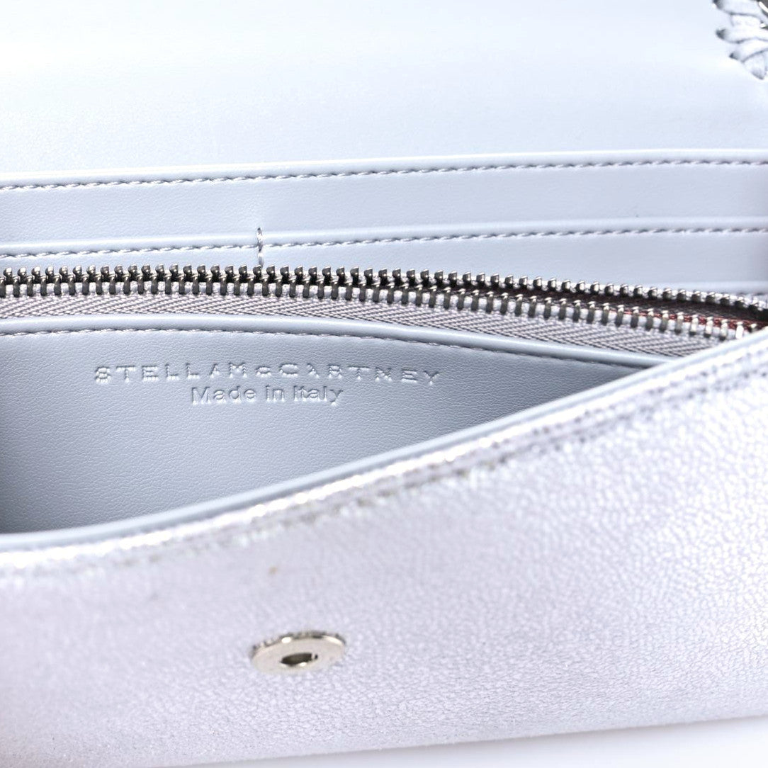Metallic Shaggy Deer Falabella Flap Wallet Grey