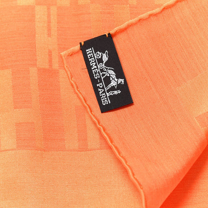 Hermes Silk Wool Faconnee Grand H Scarf Orange 4 of 4