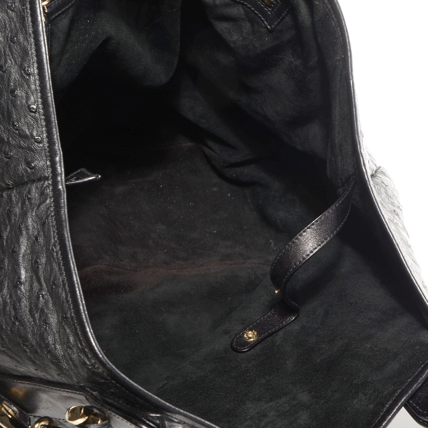 Ostrich Medium Pelham Shoulder Bag Black