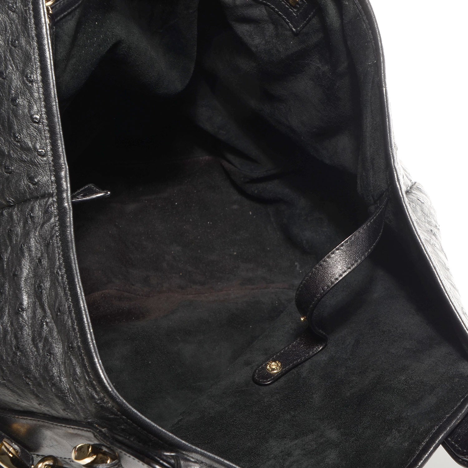Gucci Ostrich Medium Pelham Shoulder Bag Black 5 of 7