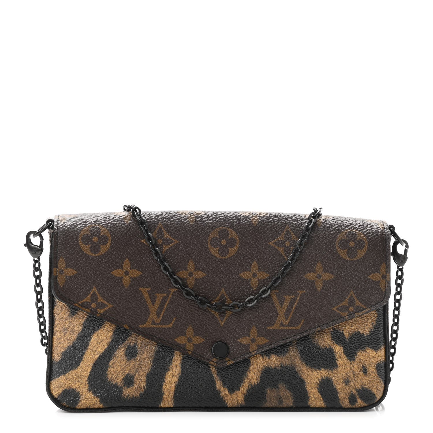 Louis Vuitton Monogram Animal Print Pochette Felicie Chain Wallet 1 of 12