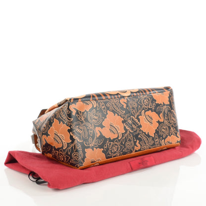 Valentino Garavani Calfskin Floral Print Mime Single Handle Bag Brown 4 of 8