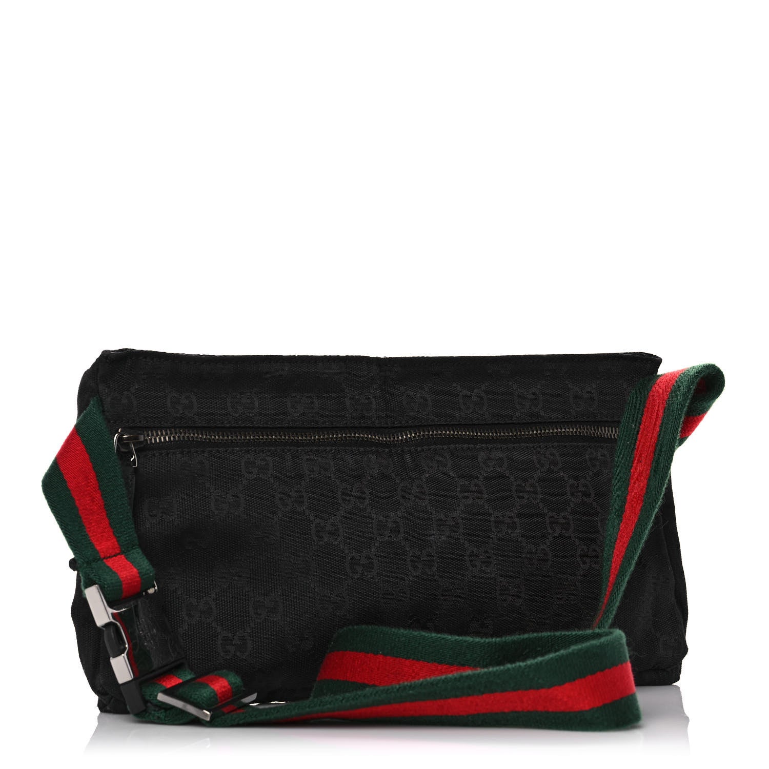 Gucci GG Monogram Web Double Pocket Belt Bag Black 3 of 14