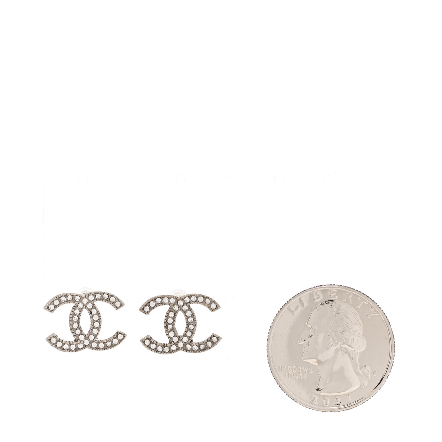 Crystal CC Earrings Silver