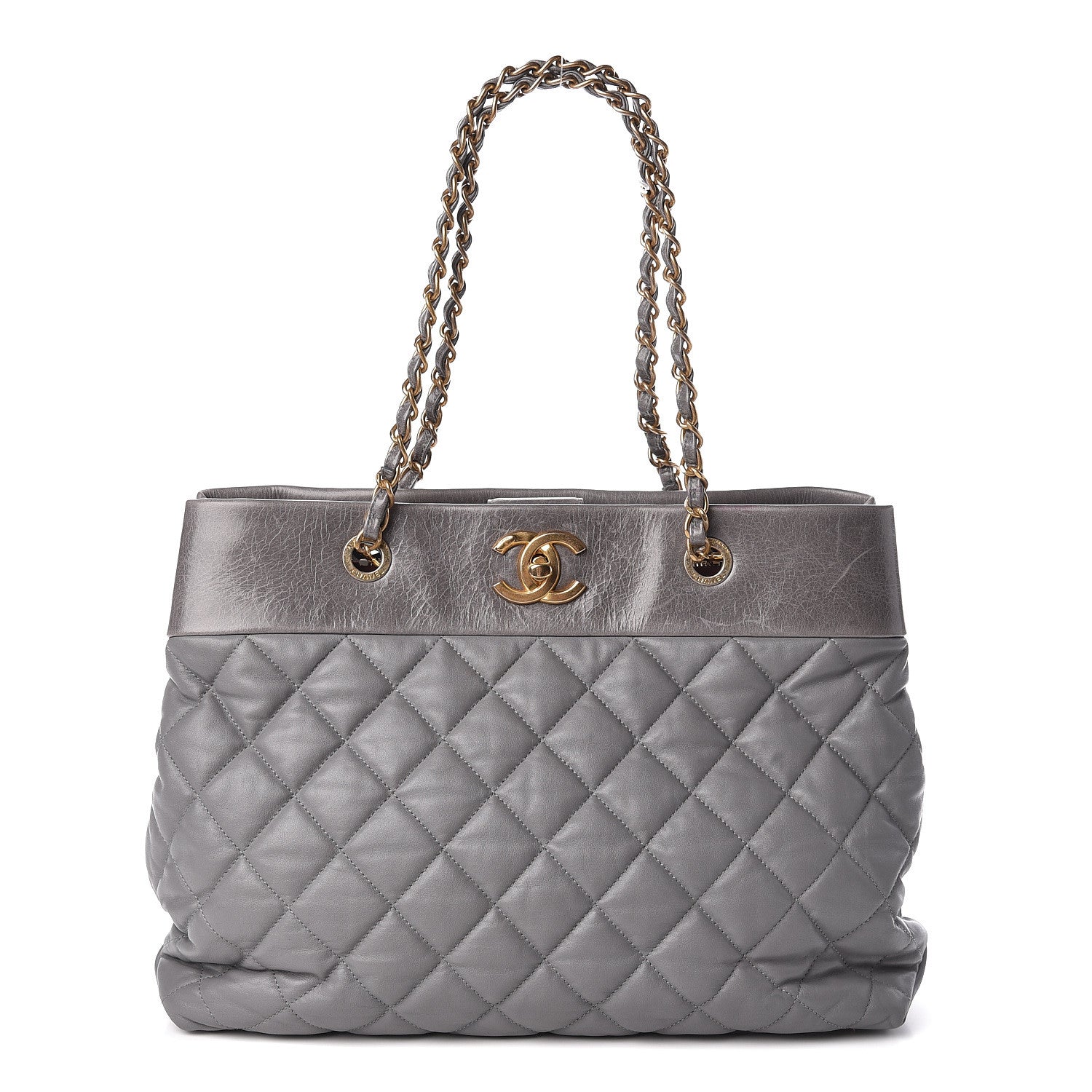 Chanel Calfskin Quilted Large Soft Elegance Tote Grey 1 of 12