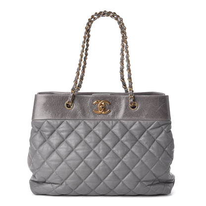 Chanel Calfskin Quilted Large Soft Elegance Tote Grey 1 of 12