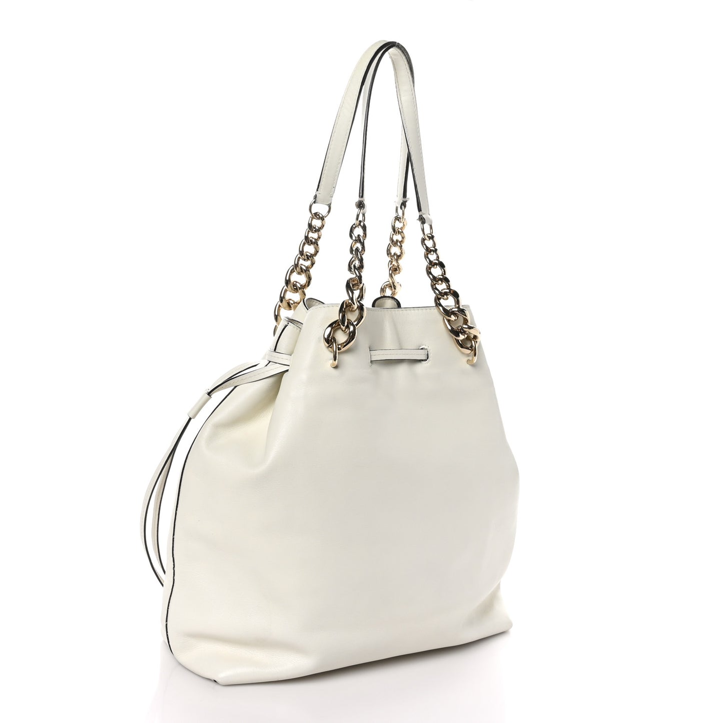 Calfskin Large Callie Bucket Bag White