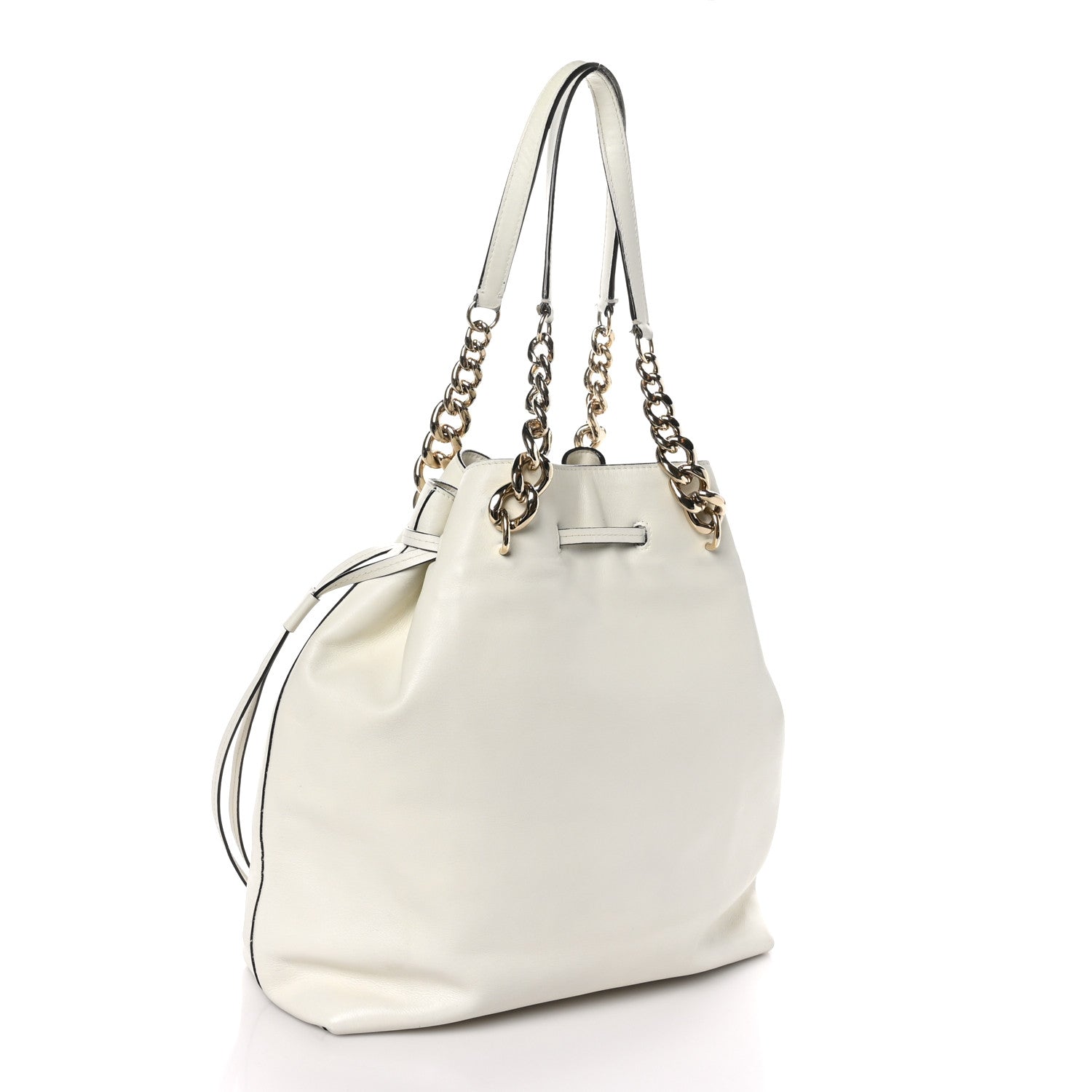 Jimmy Choo Calfskin Large Callie Bucket Bag White 3 of 10