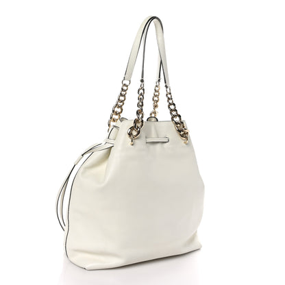 Jimmy Choo Calfskin Large Callie Bucket Bag White 3 of 10