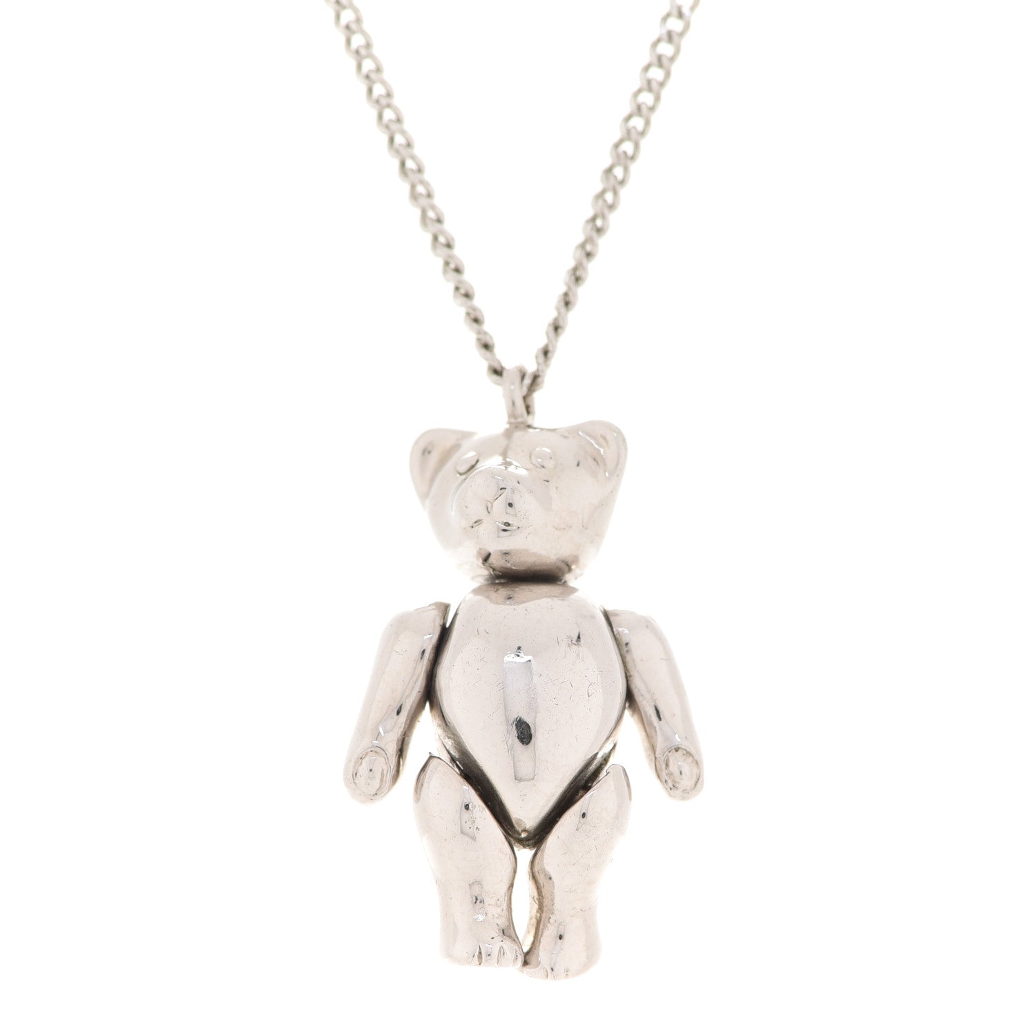 Christian Dior Teddy Bear Necklace Silver 4 of 7